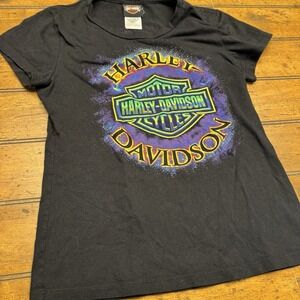 Harley-Davidson T-Shirt Women's Black Mount‎ Rainier Graphic Tee Medium